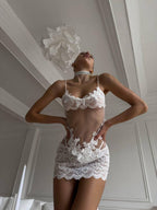 Mila Dantelli Beyaz Tül Babydoll